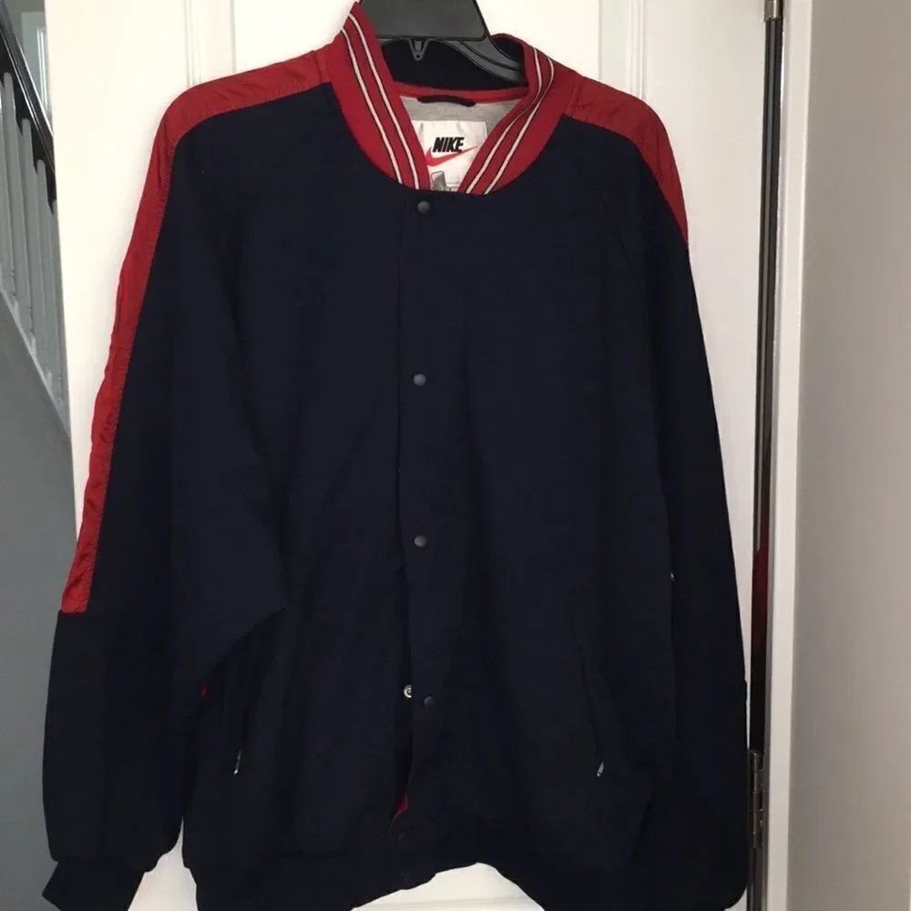 Nike vintage destroyer Blue & Red full snap retro warm up jacket L old school